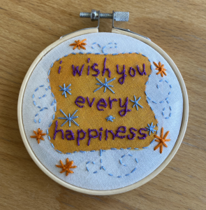 "I wish you every happiness" finished sampler